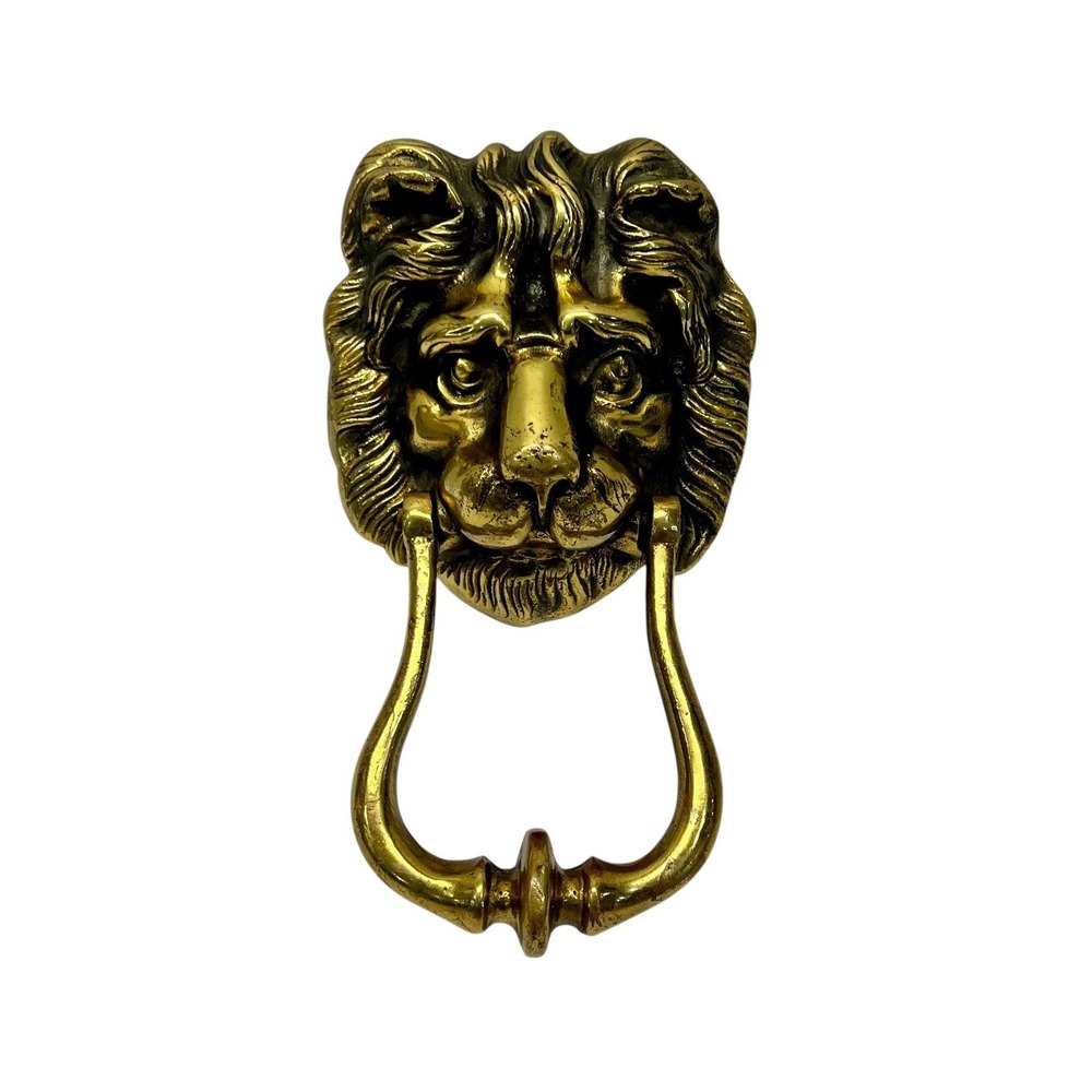 Antique Heavy Brass Lion Head Door Knocker English Architecture Made In England